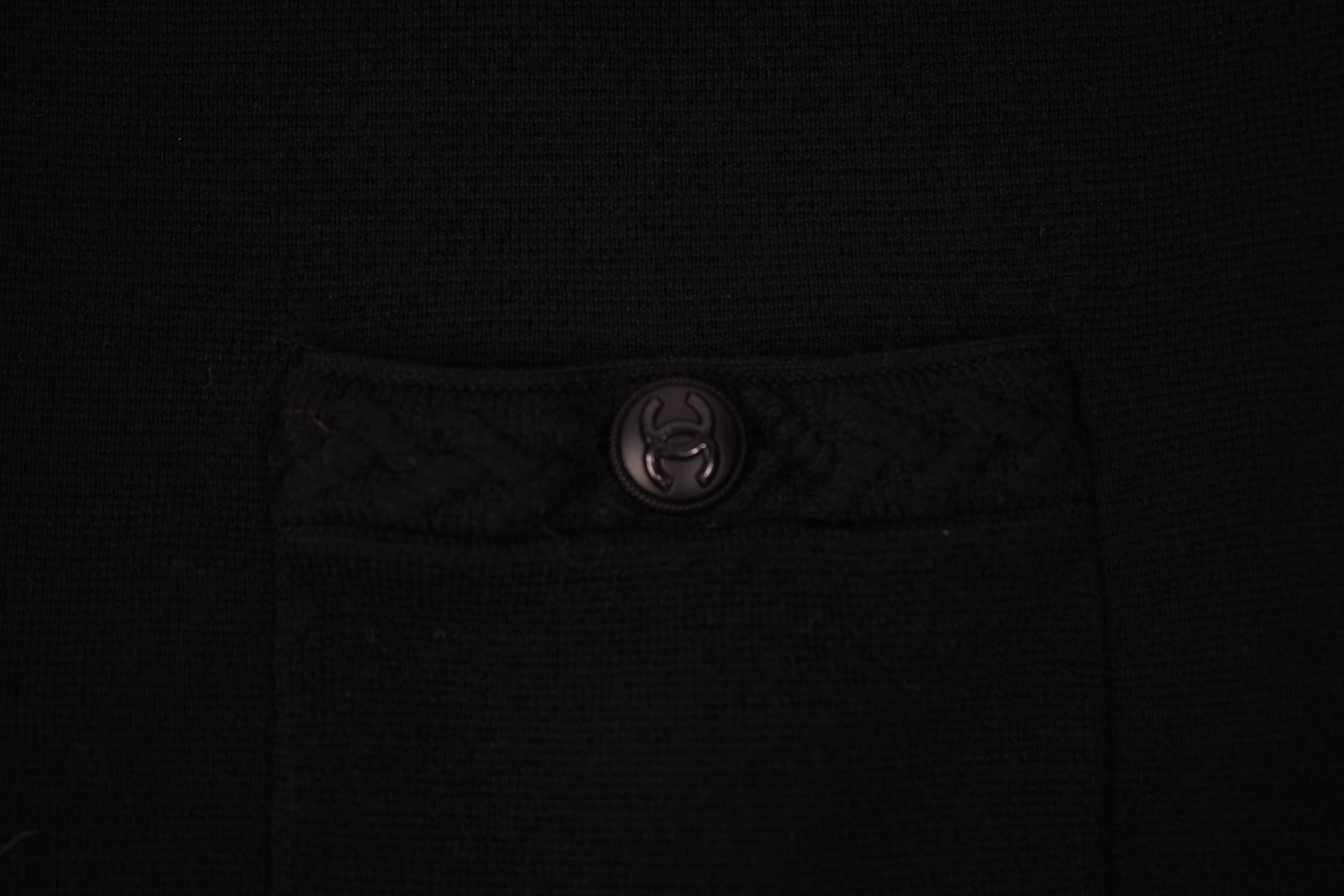 Chanel Uniform Black Cardigan Sweater CC Logo Buttons Knit Womens Size S