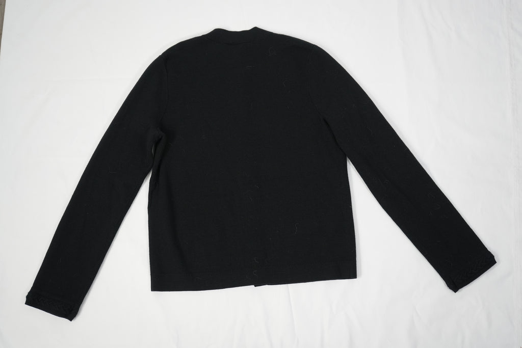 Chanel Uniform Black Cardigan Sweater CC Logo Buttons Knit Womens Size S