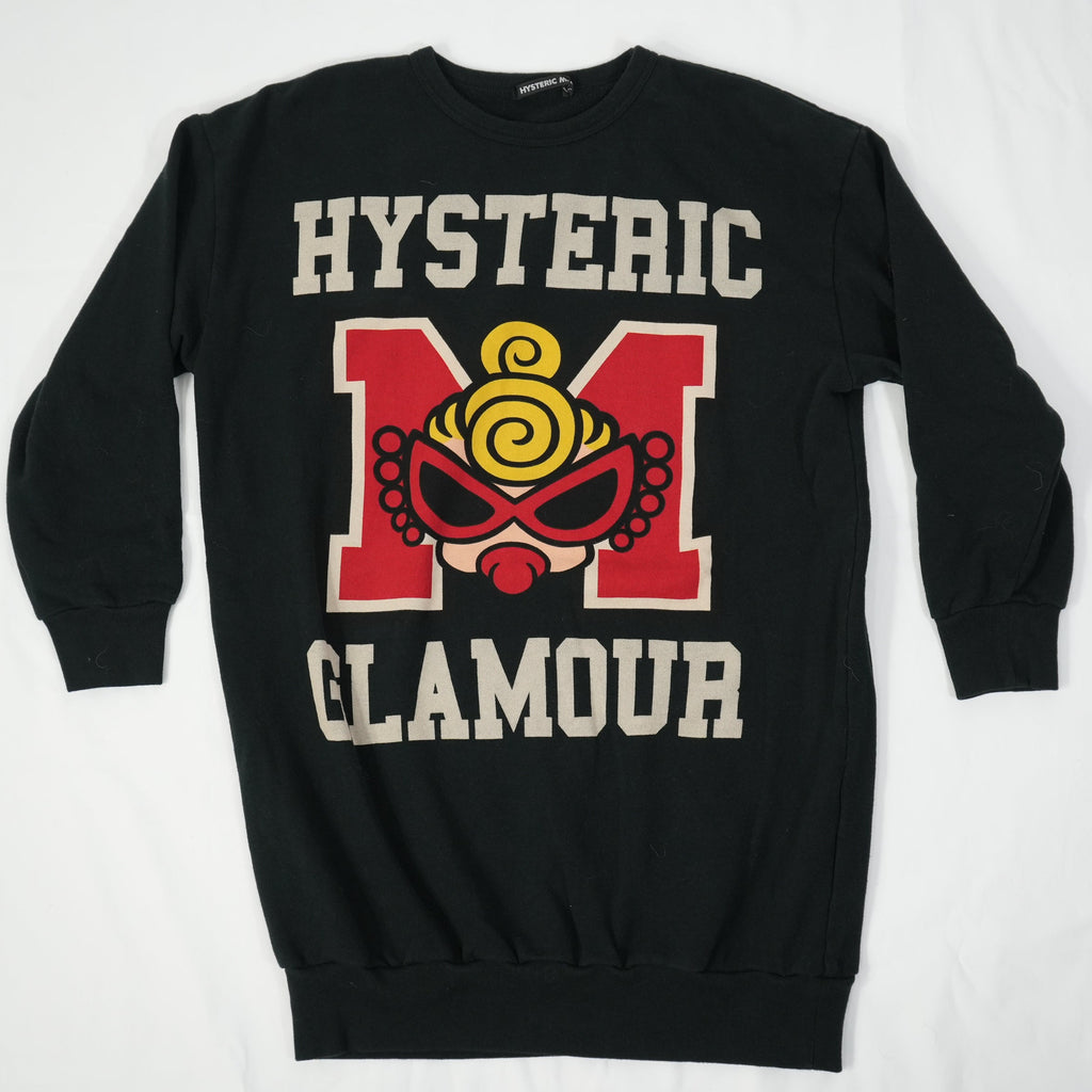 Hysteric Glamour Mini Graphic Sweatshirt Dress Black Long Pullover Tunic