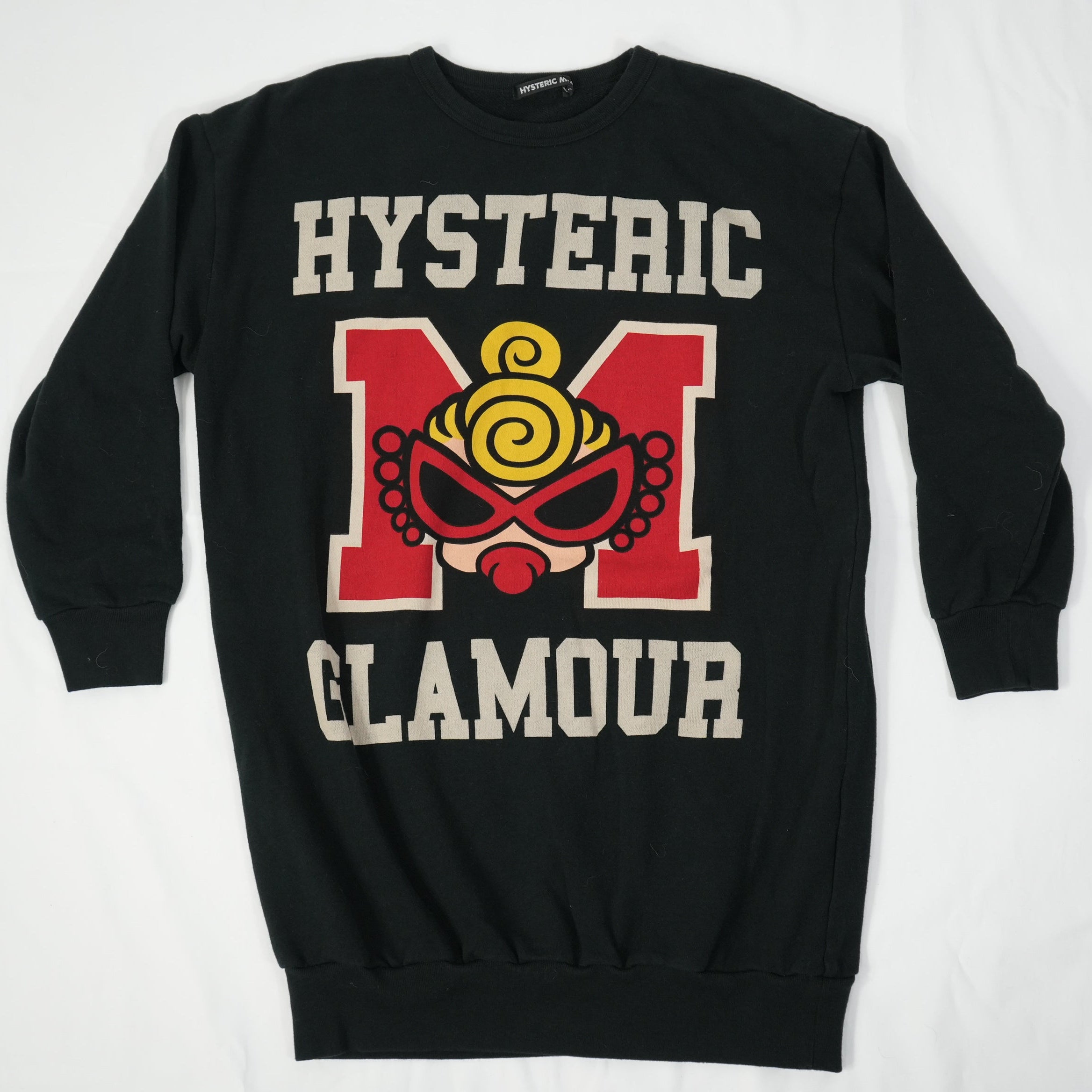Hysteric Glamour Mini Graphic Sweatshirt Dress Black Long Pullover Tunic