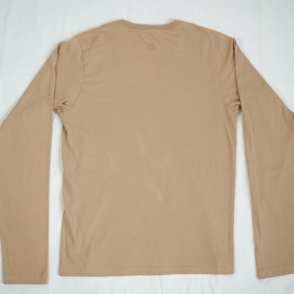 Gucci Tan Long Sleeve V-Neck Top Size Small