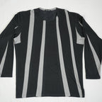 Issey Miyake Gray and Black Striped Long Sleeve Top Size 34