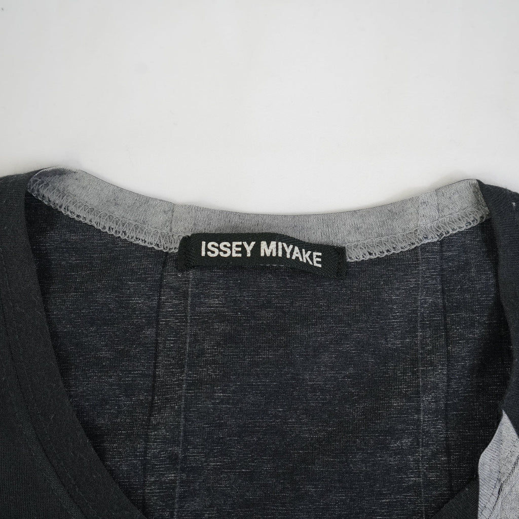 Issey Miyake Gray and Black Striped Long Sleeve Top Size 34