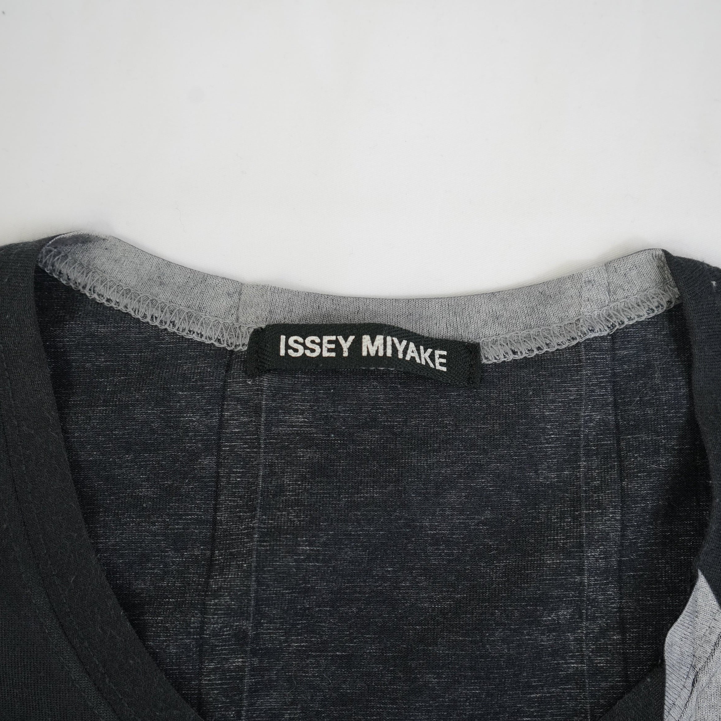 Issey Miyake Gray and Black Striped Long Sleeve Top Size 34