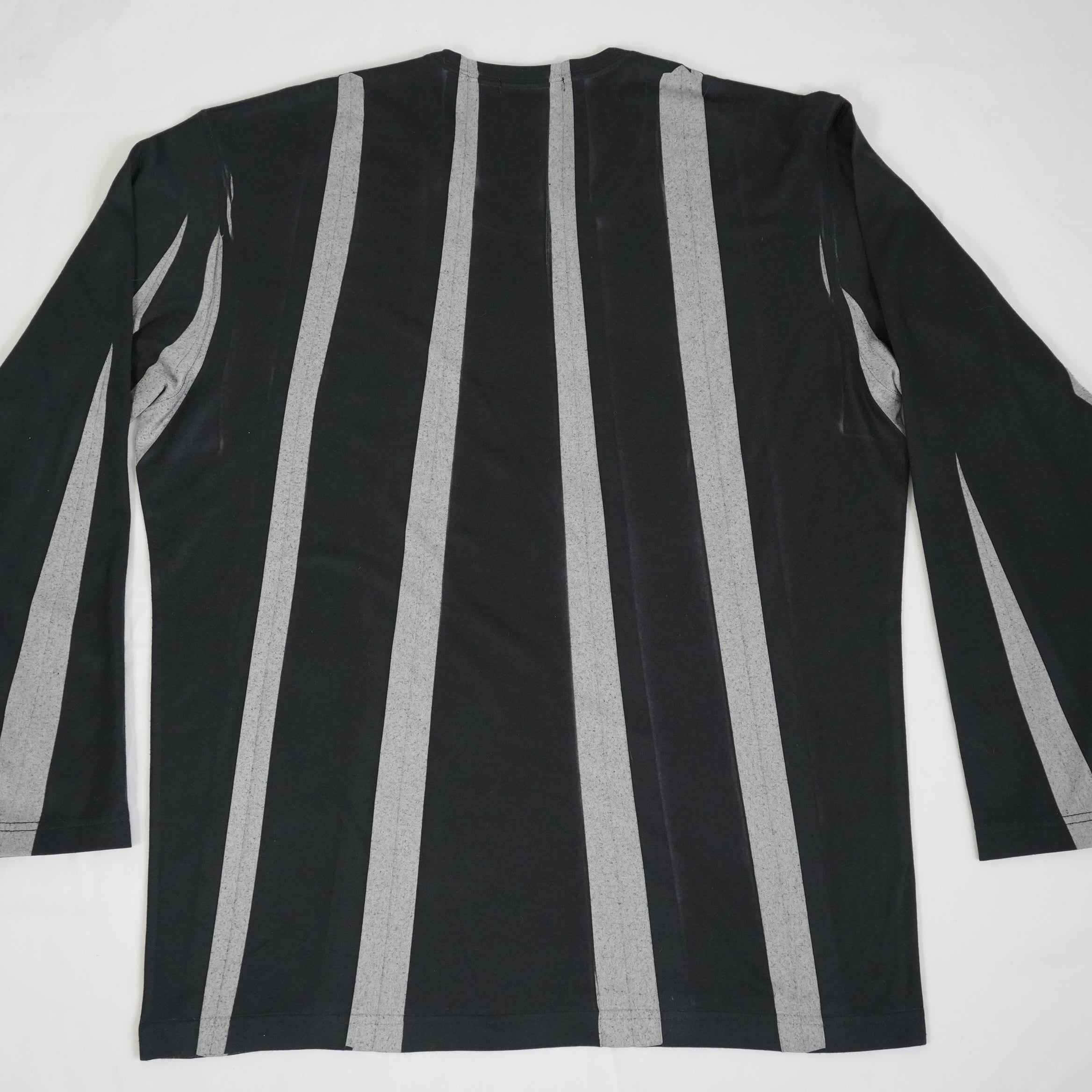 Issey Miyake Gray and Black Striped Long Sleeve Top Size 34