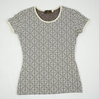 Fendi Zucca Monogram Cream and Grey Logo Shirt Size 42