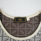 Fendi Zucca Monogram Cream and Grey Logo Shirt Size 42