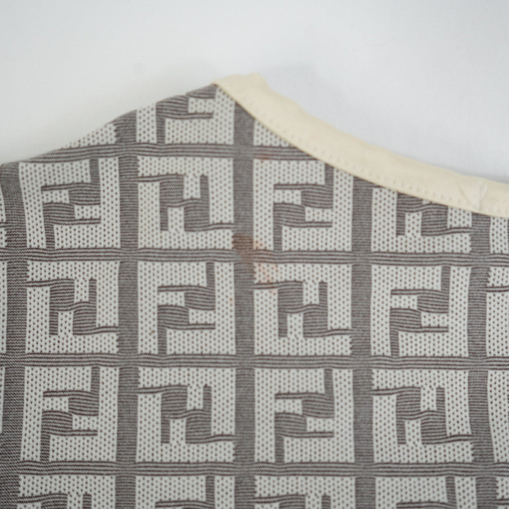 Fendi Zucca Monogram Cream and Grey Logo Shirt Size 42
