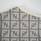 Fendi Zucca Monogram Cream and Grey Logo Shirt Size 42