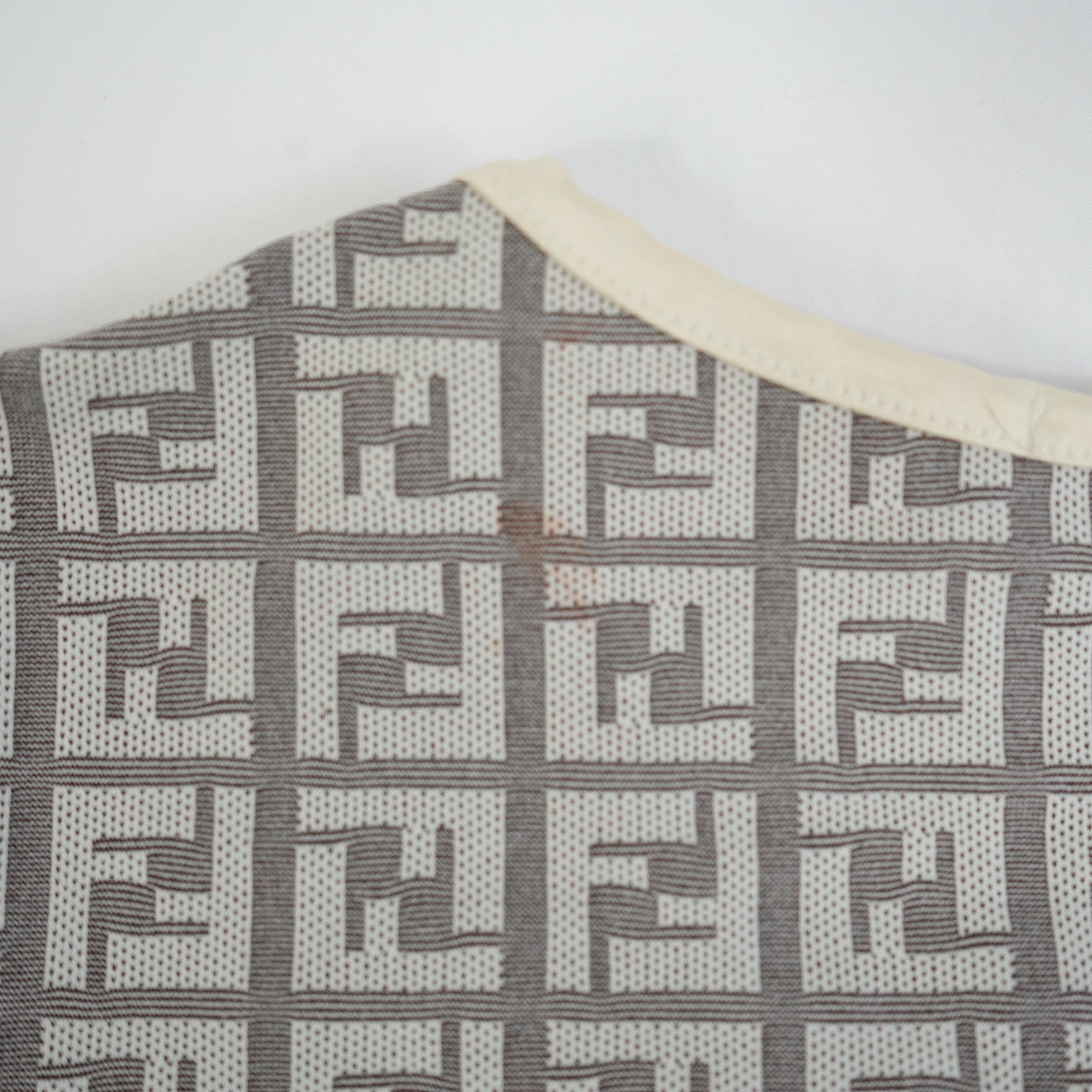 Fendi Zucca Monogram Cream and Grey Logo Shirt Size 42