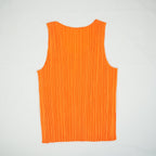 Pleats Please Issey Miyake Bright Orange Sleeveless Top Size Small.