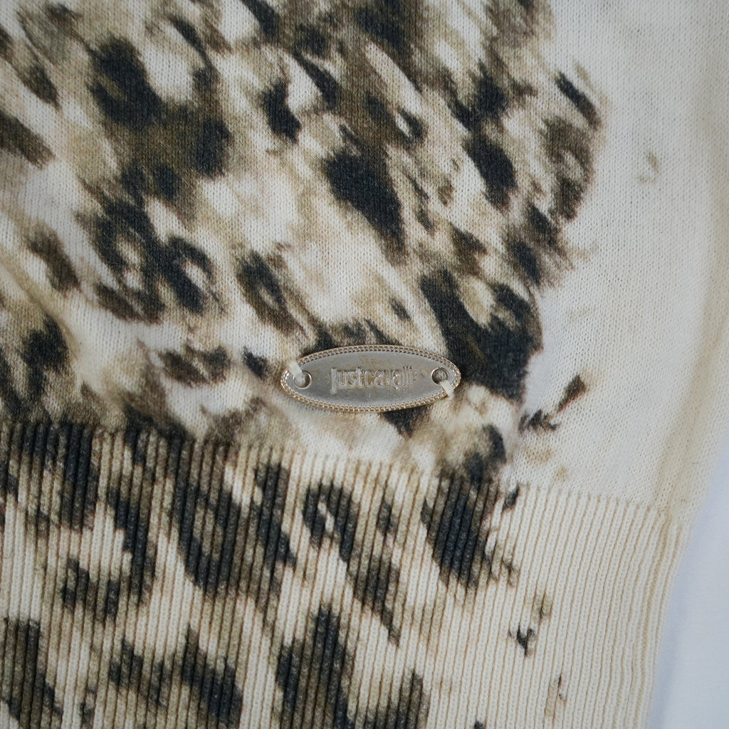 JustCavalli Animal Print V-Neck Long Sleeve Size Small
