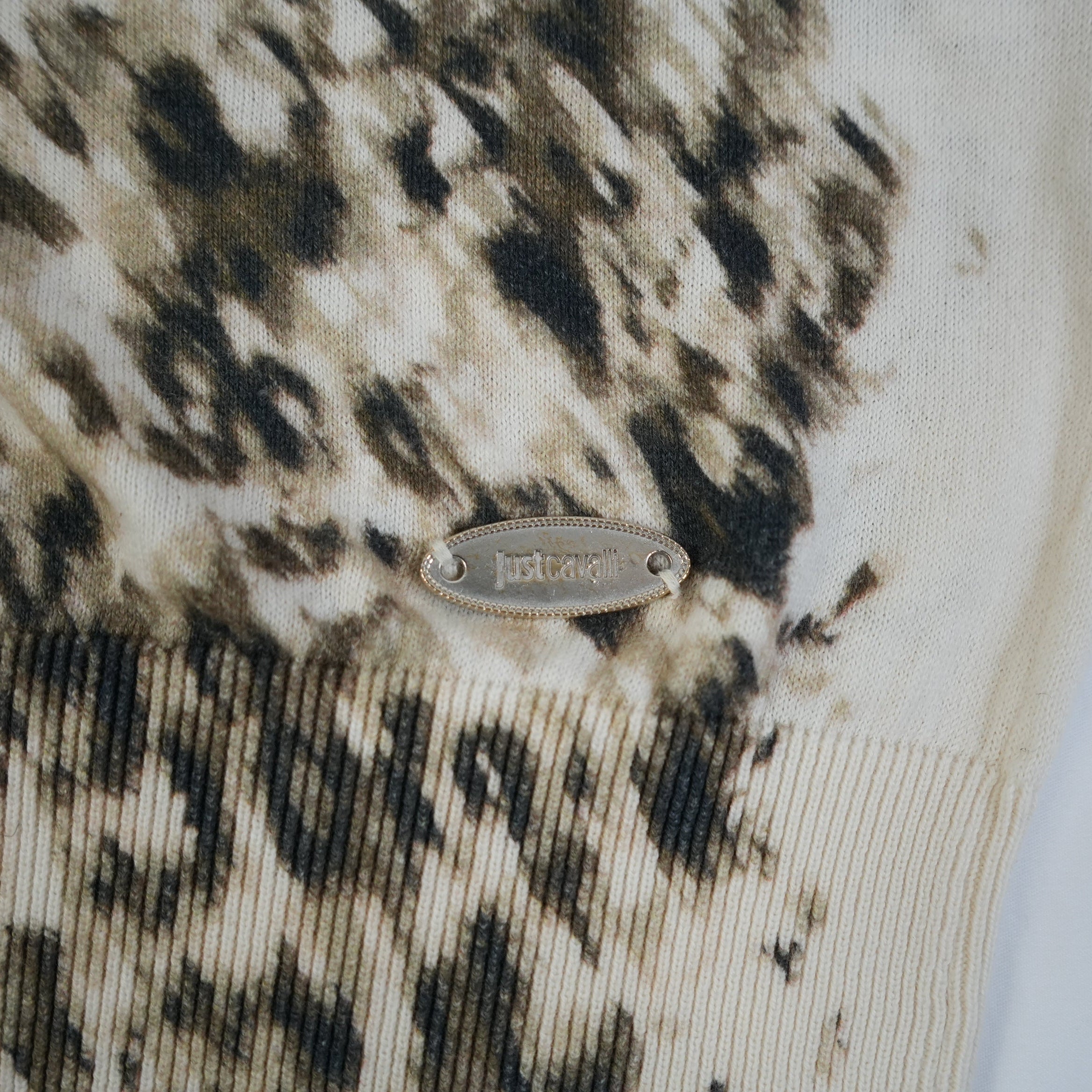 JustCavalli Animal Print V-Neck Long Sleeve Size Small