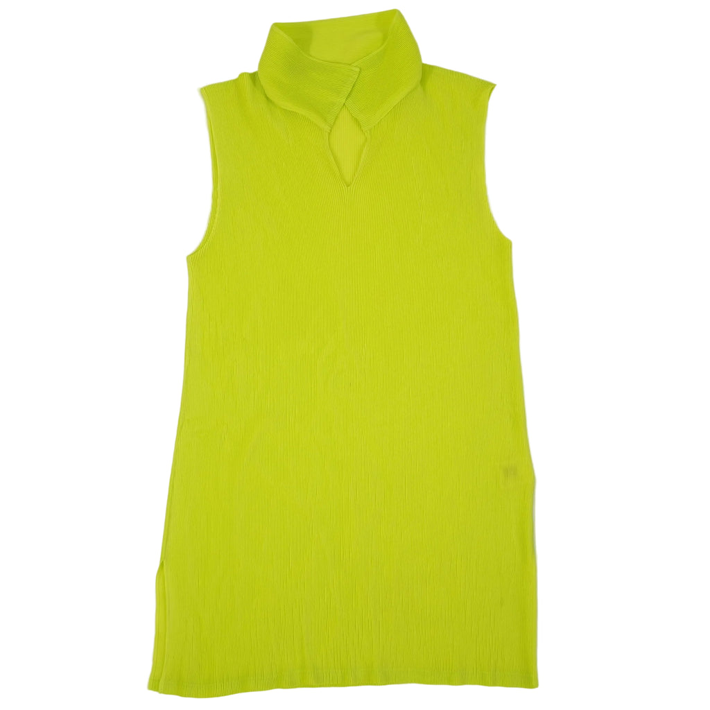 Pleats Please Issey Miyake Lime Green Sleeveless Turtleneck Top Size Medium