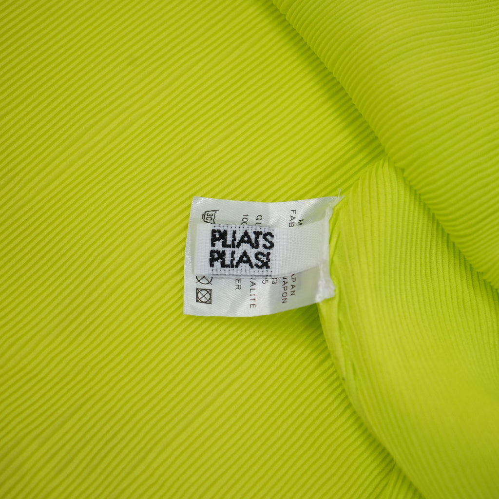 Pleats Please Issey Miyake Lime Green Sleeveless Turtleneck Top Size Medium