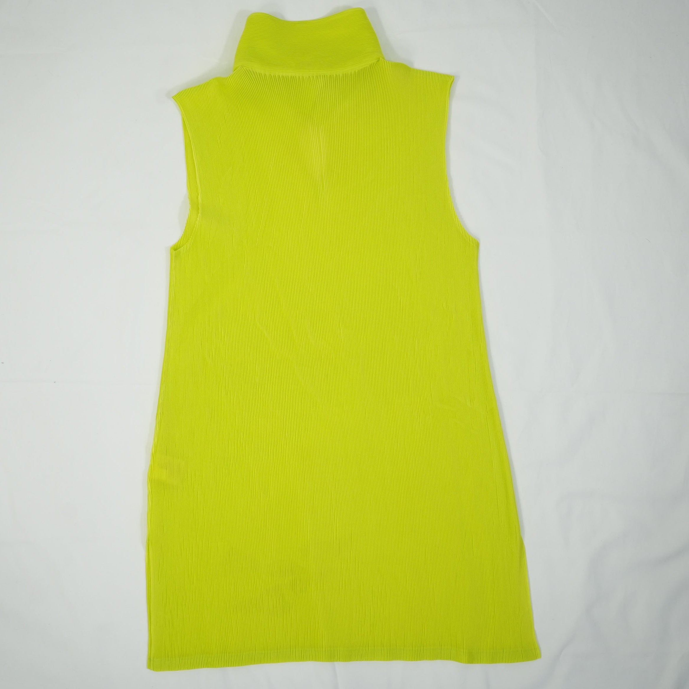 Pleats Please Issey Miyake Lime Green Sleeveless Turtleneck Top Size Medium