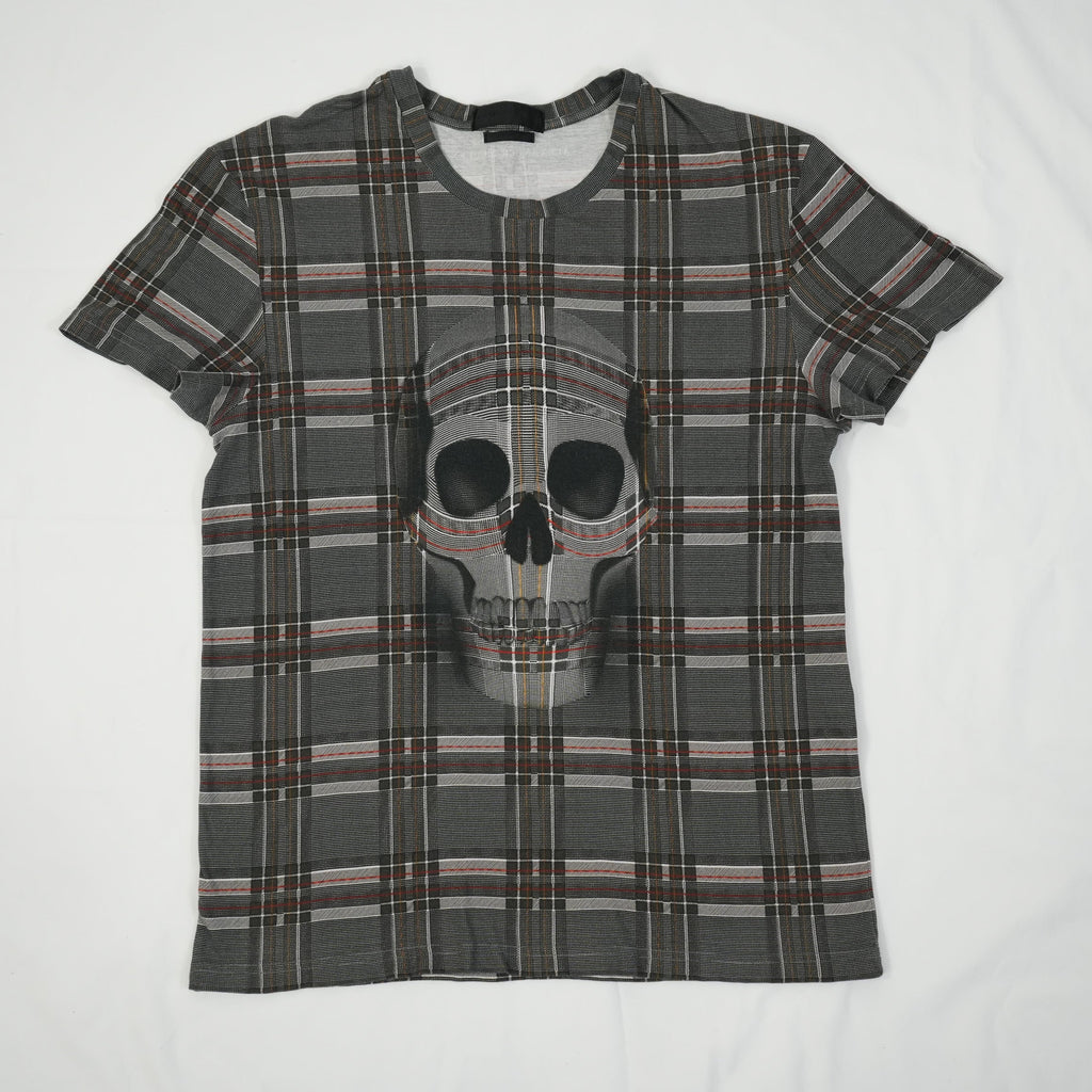 Alexander McQueen Charcoal Plaid Skull T-shirt Size Extra Small