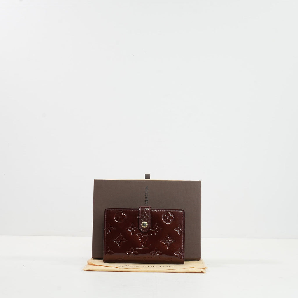 Louis Vuitton Maroon Vernis Leather Wallet, Full Set
