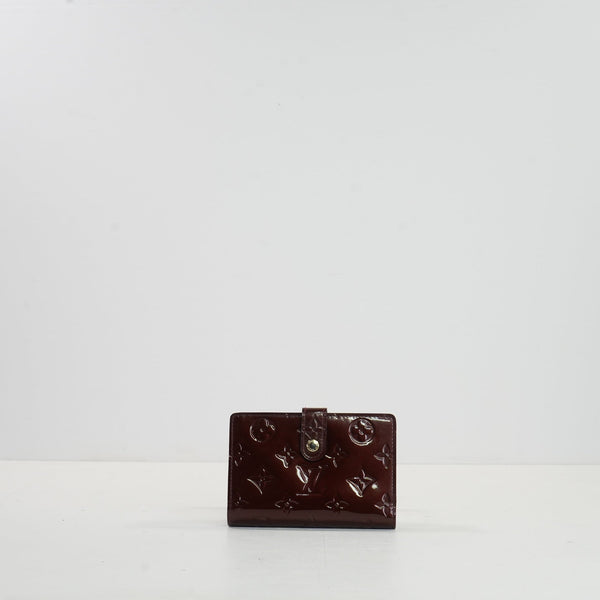 Louis Vuitton Maroon Vernis Leather Wallet, Full Set