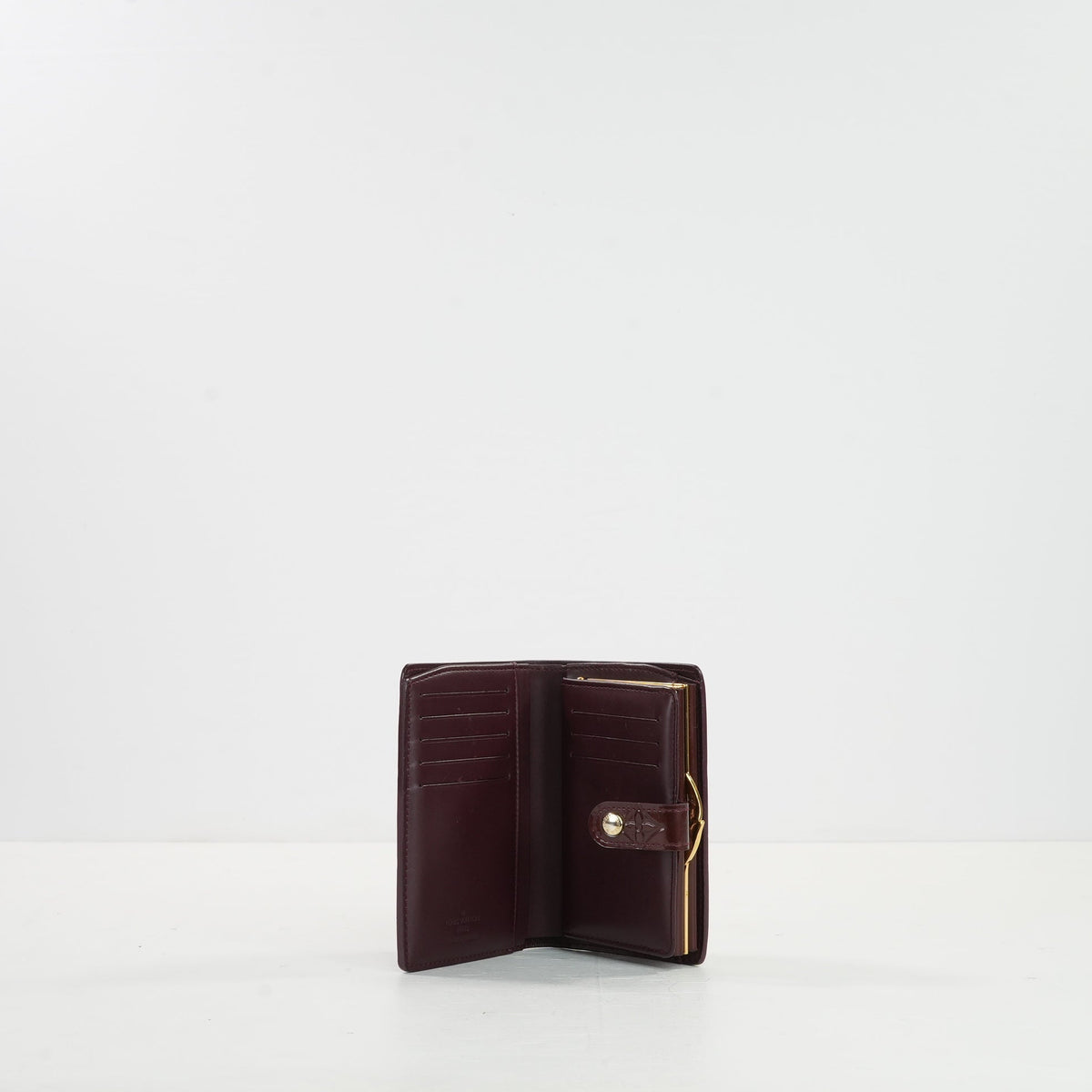 Louis Vuitton Maroon Vernis Leather Wallet, Full Set