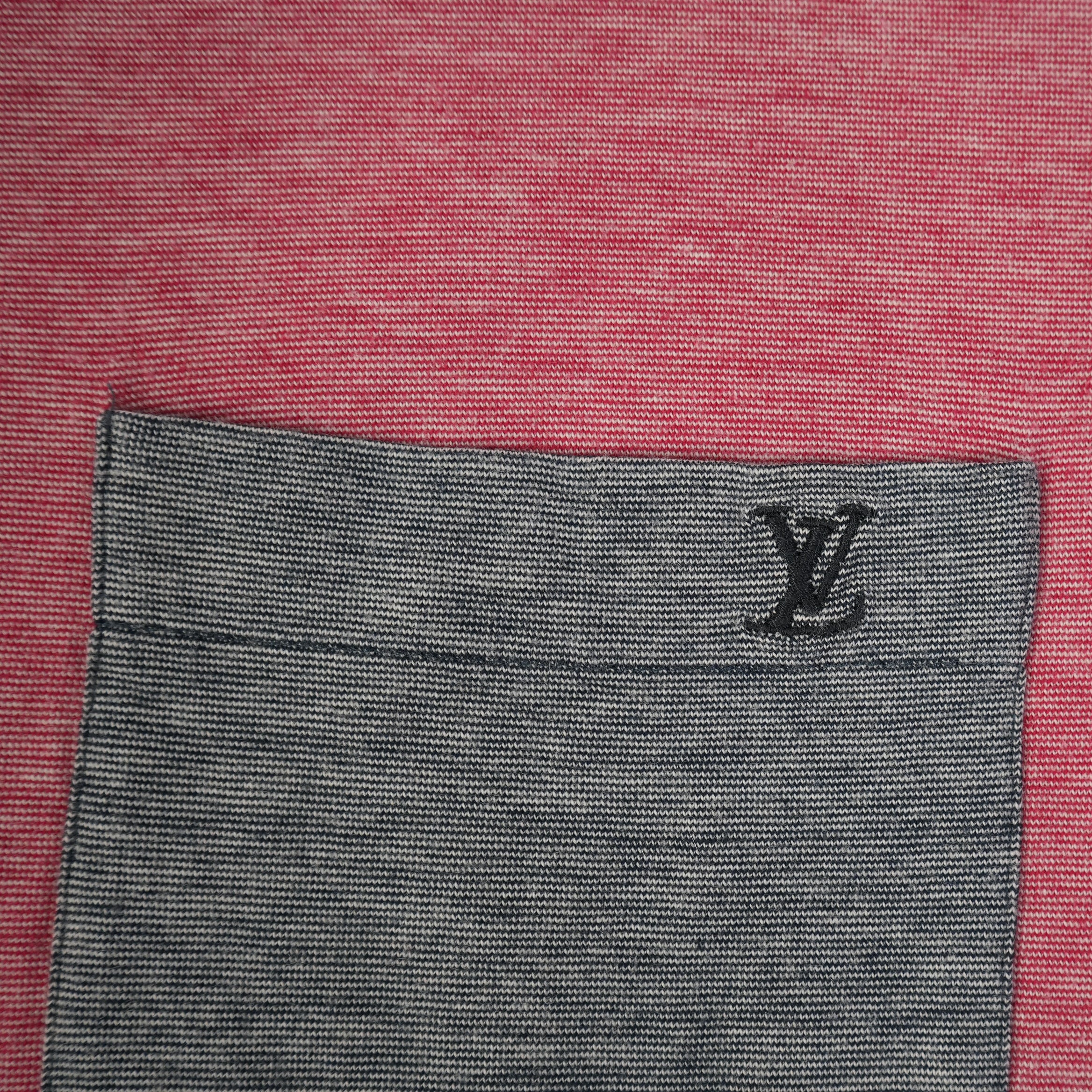 Louis Vuitton Heather Red T-Shirt with Grey Pocket Size Small