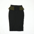 Givenchy Black Midi Skirt With Olive Peplum Size Extra Small