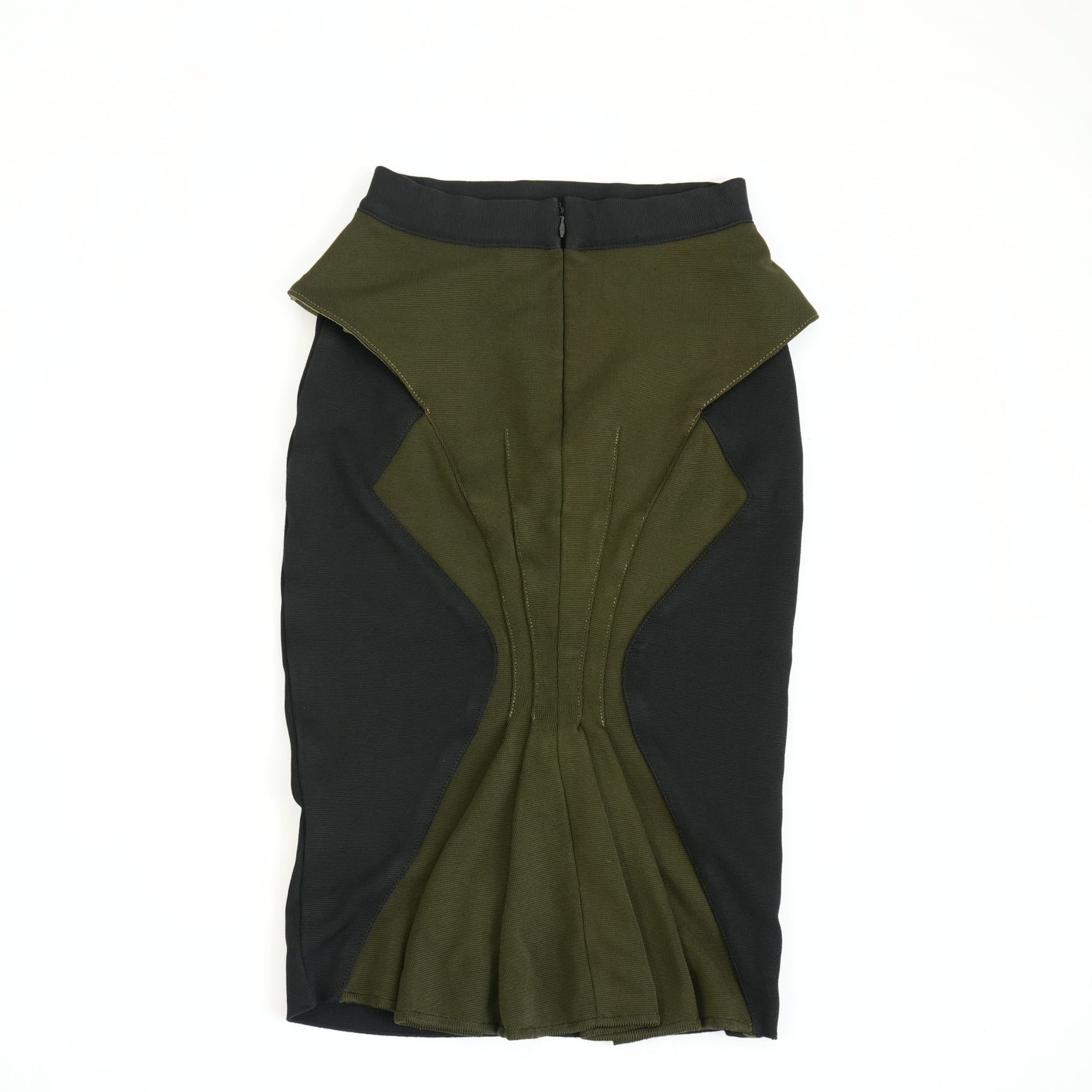 Givenchy Black Midi Skirt With Olive Peplum Size Extra Small