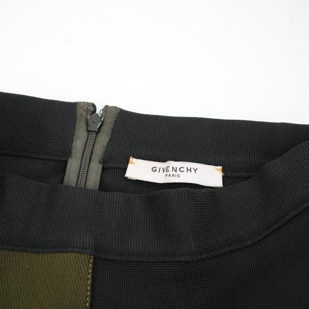 Givenchy Black Midi Skirt With Olive Peplum Size Extra Small