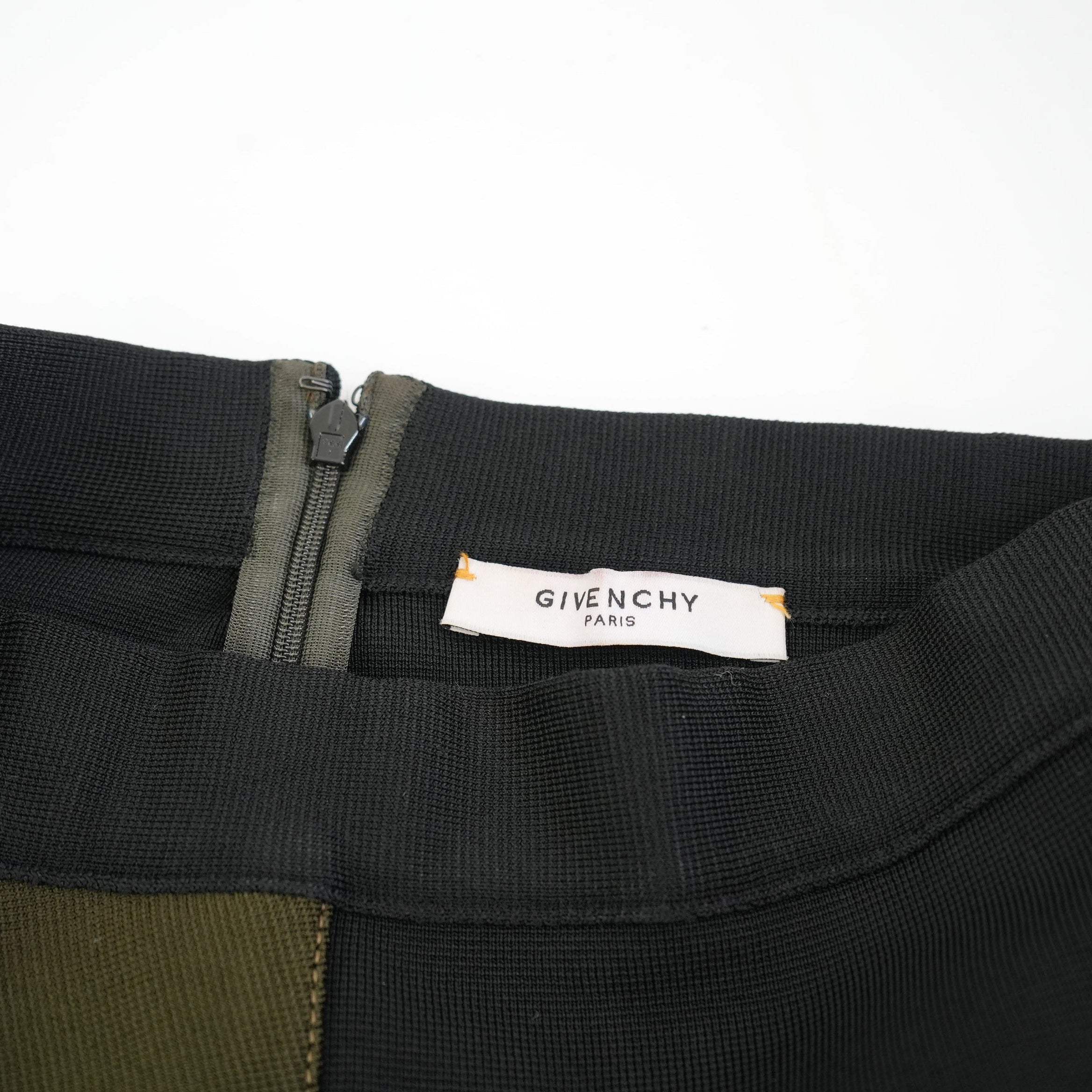 Givenchy Black Midi Skirt With Olive Peplum Size Extra Small