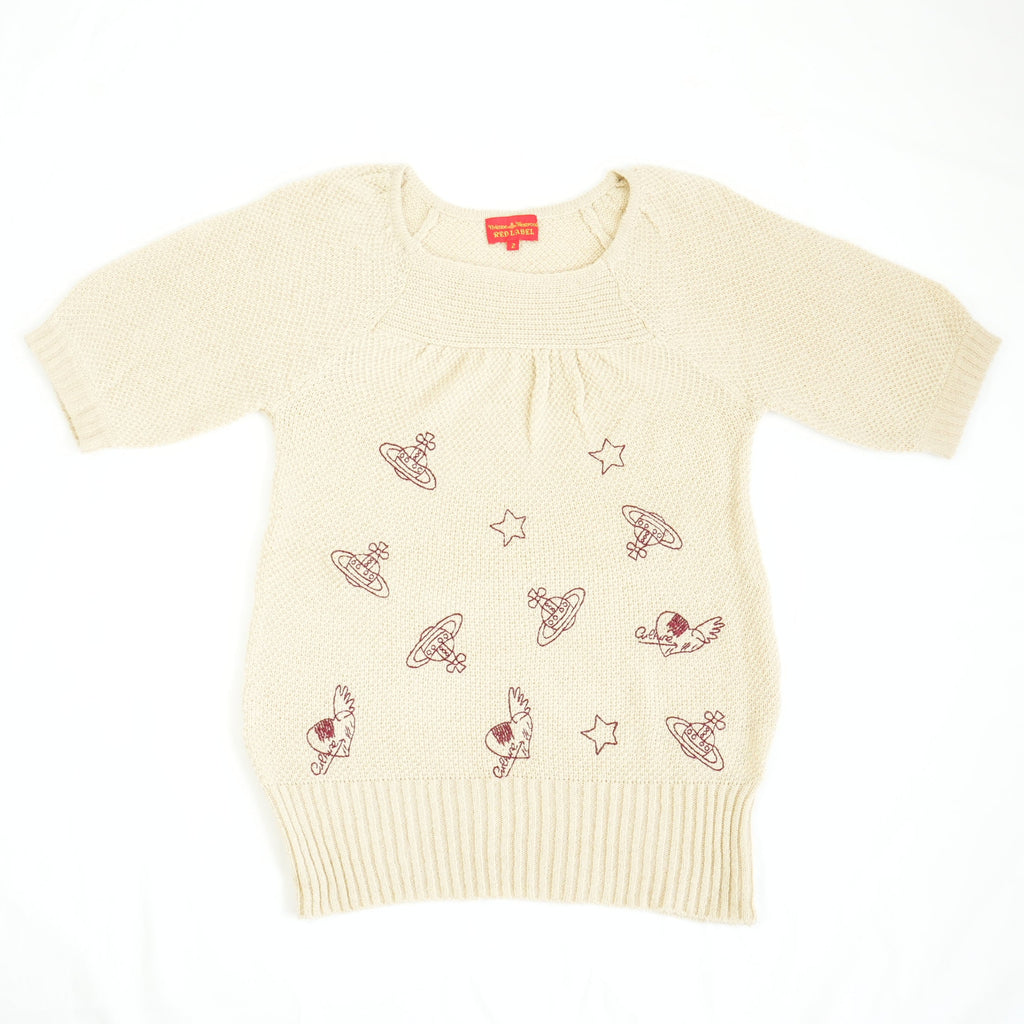 Vivienne Westwood Red Label Beige Knit Red Embroidery Sweater Size 2