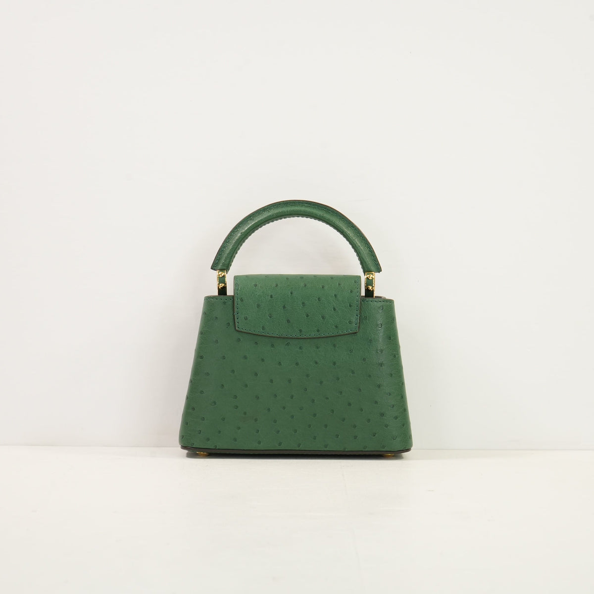 Louis Vuitton Dark Green Capucines Ostrich Mini Handbag W/Dustbag