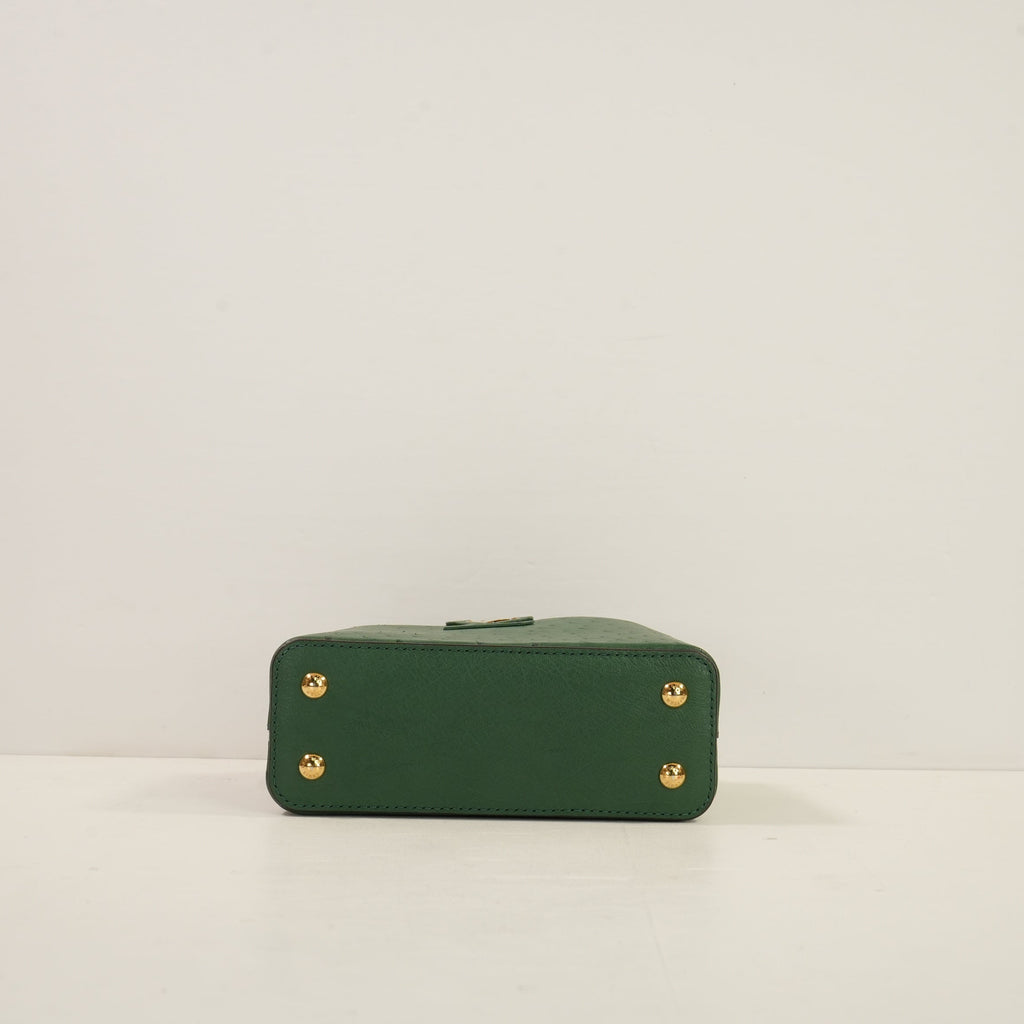 Louis Vuitton Dark Green Capucines Ostrich Mini Handbag W/Dustbag