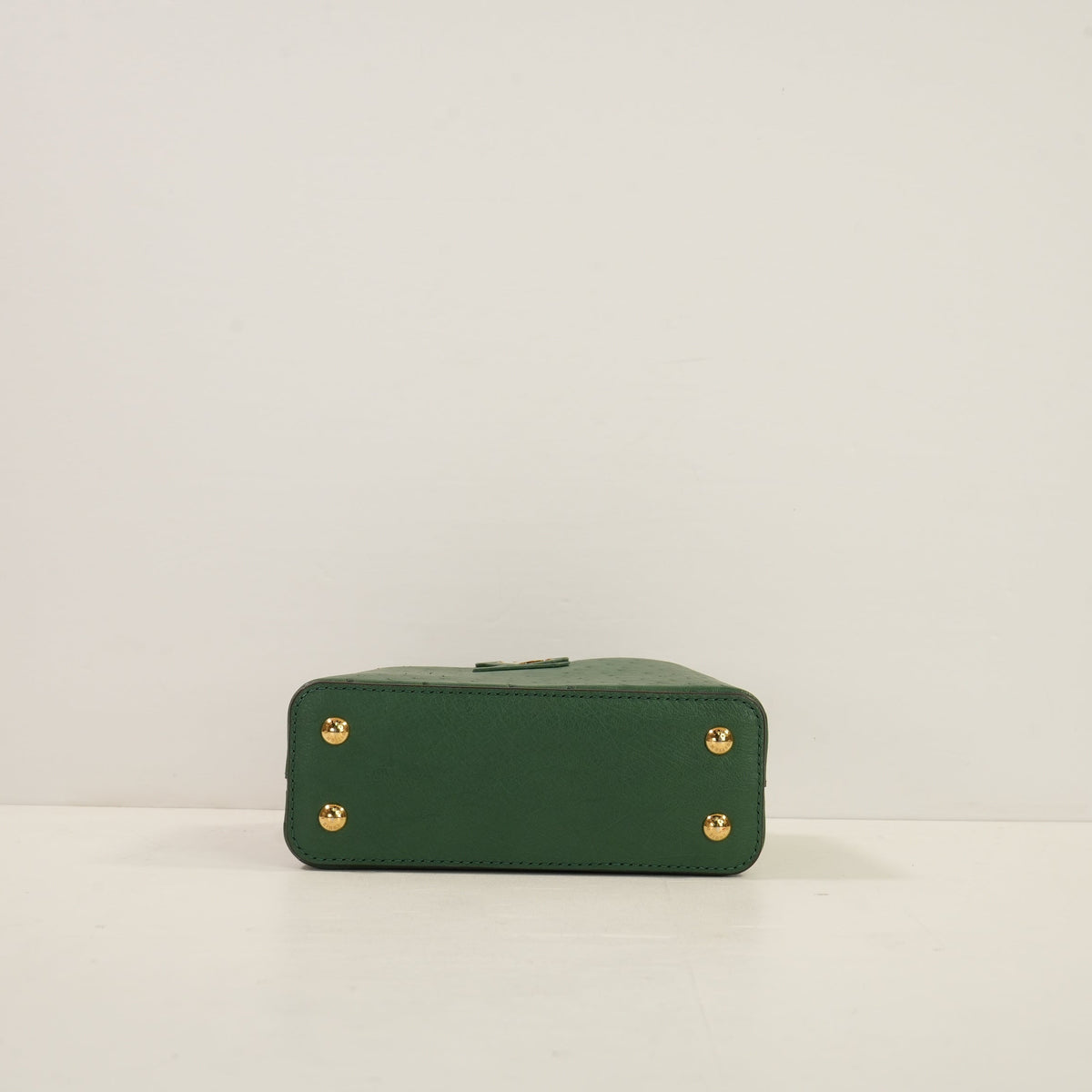 Louis Vuitton Dark Green Capucines Ostrich Mini Handbag W/Dustbag