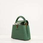 Louis Vuitton Dark Green Capucines Ostrich Mini Handbag W/Dustbag