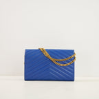 Saint Laurent Royal Blue Cassandre Matelasse Envelope WOC, Full Set