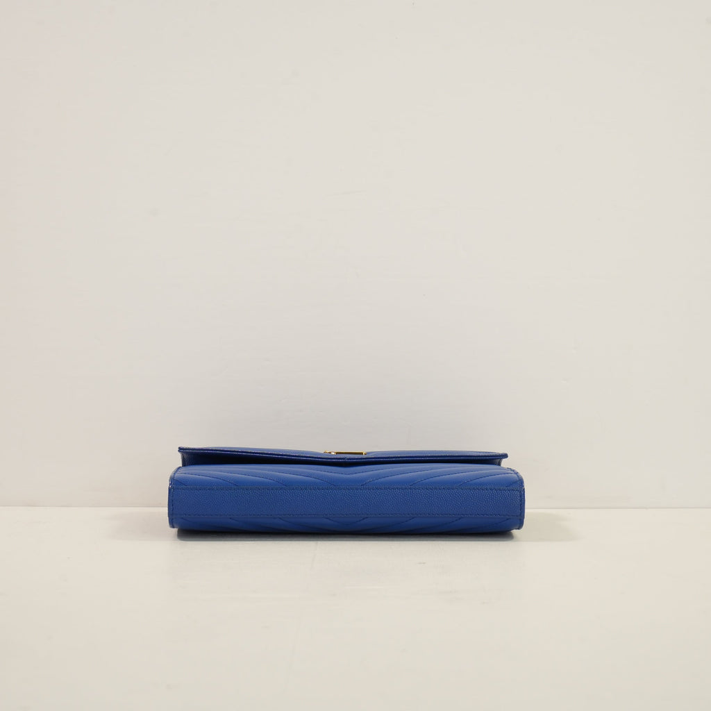 Saint Laurent Royal Blue Cassandre Matelasse Envelope WOC, Full Set