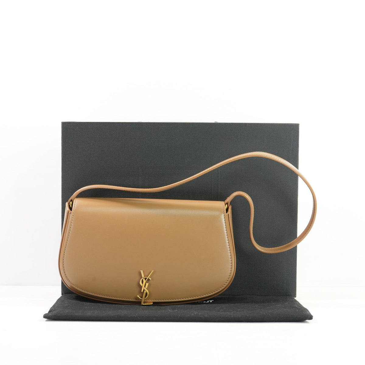 Saint Laurent Tan Leather Voltaive Mini Flap, Full Set