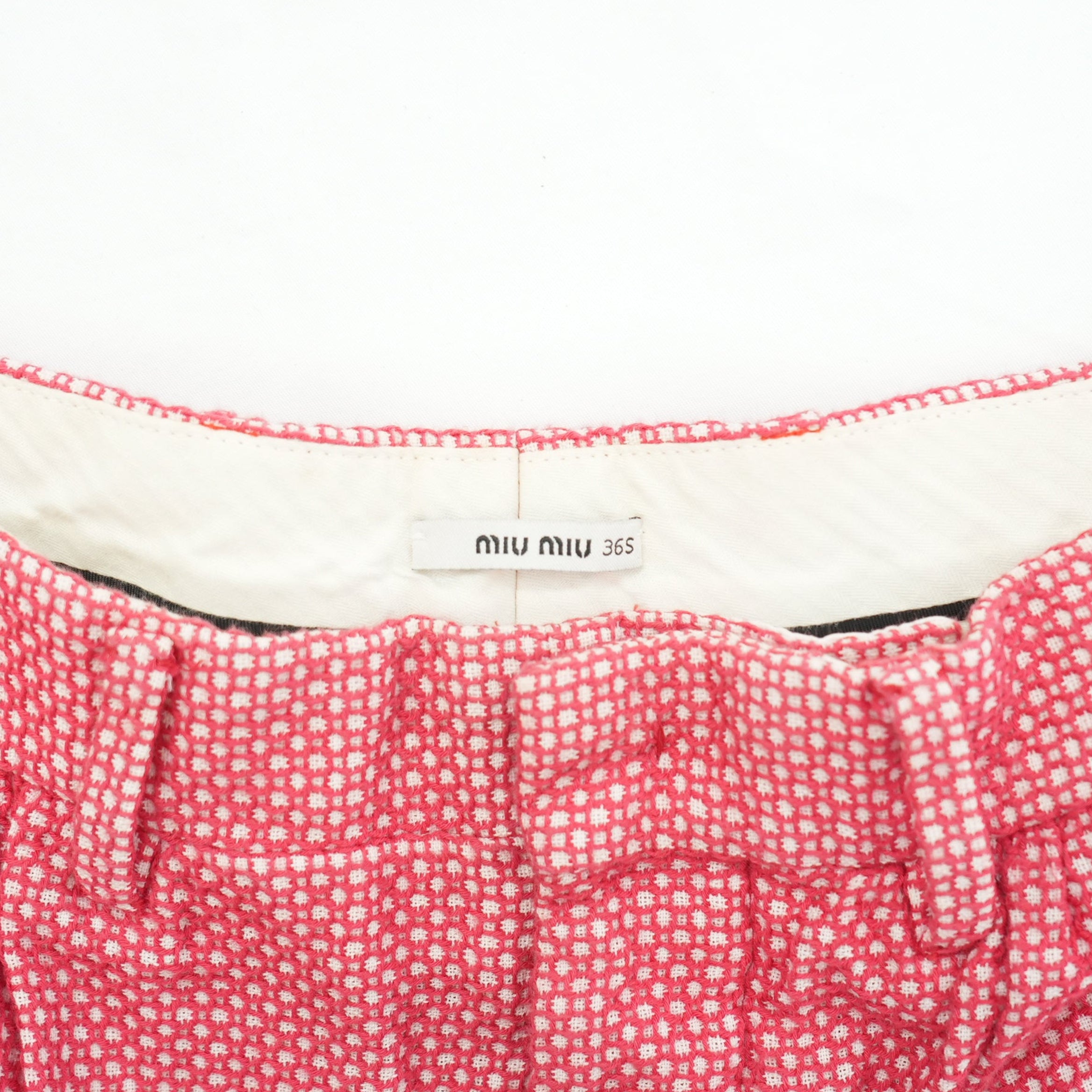 Miu Miu Red and White Patterned Shorts Size 36