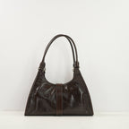 Prada Brown Medium Leather Enameled Metal Triangle Soft Sound Shopping