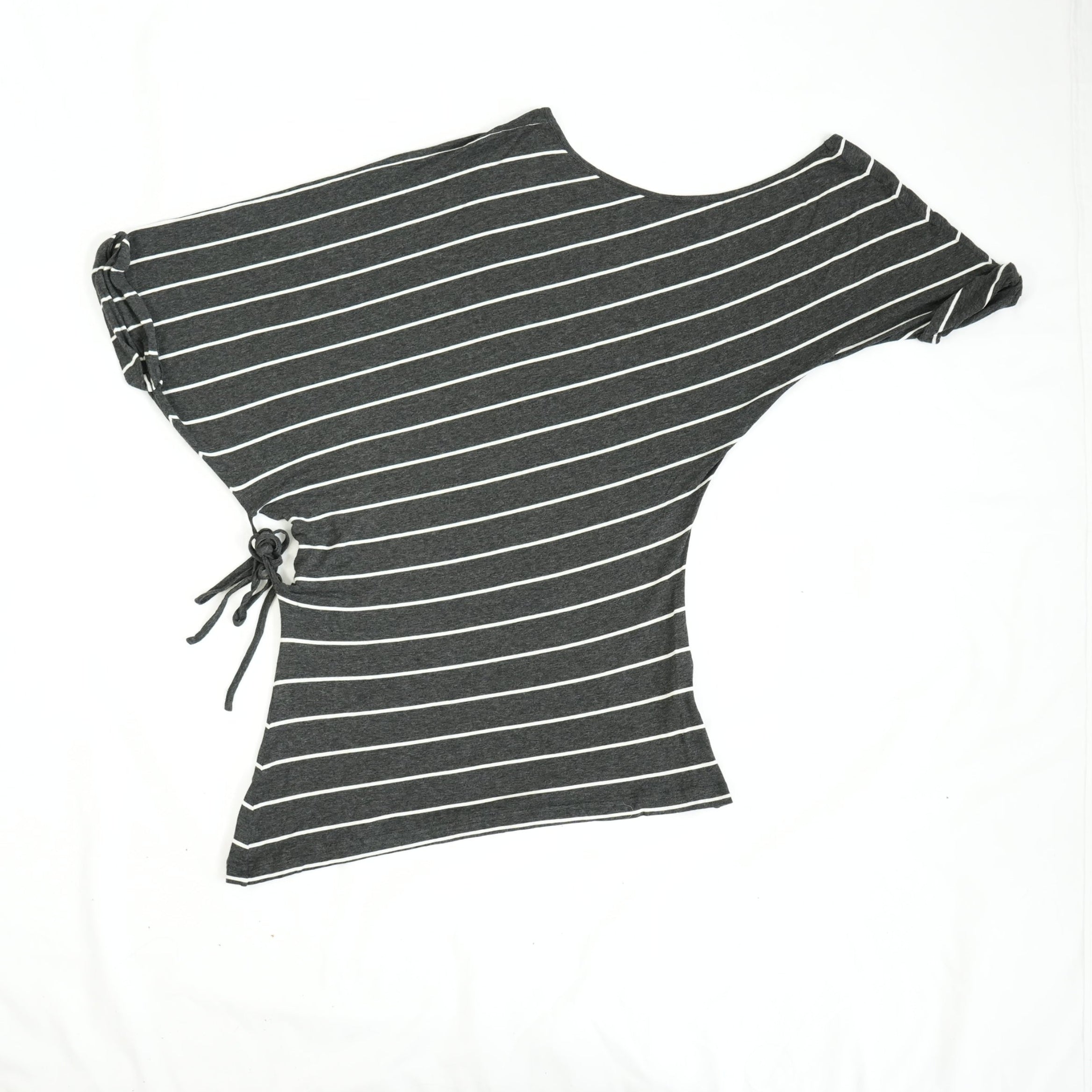 Maison Martin Margiela Gray Striped Asymmetrical Dress Size Small.