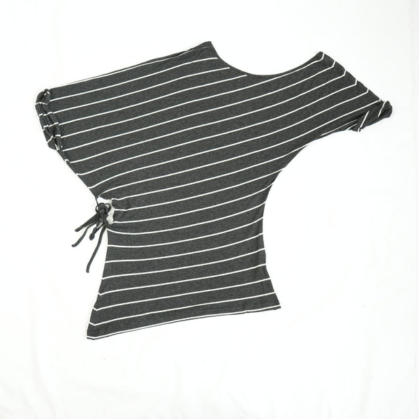 Maison Martin Margiela Gray Striped Asymmetrical Dress Size Small.
