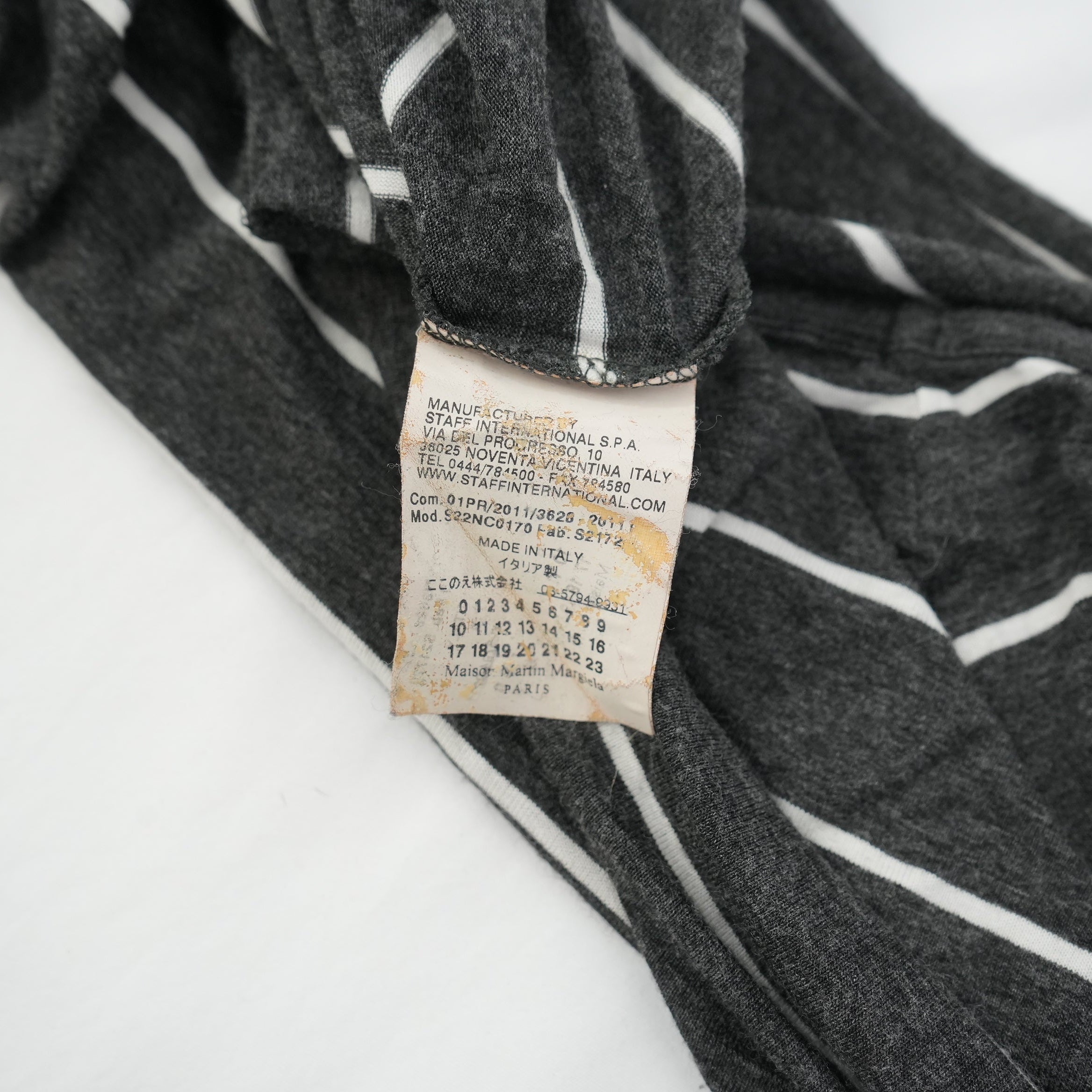 Maison Martin Margiela Gray Striped Asymmetrical Dress Size Small.