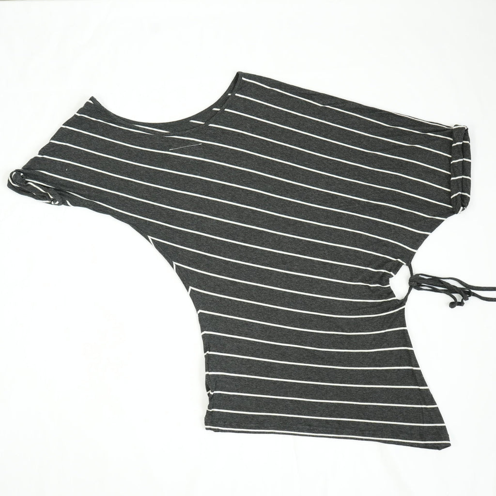 Maison Martin Margiela Gray Striped Asymmetrical Dress Size Small.