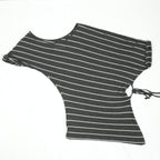 Maison Martin Margiela Gray Striped Asymmetrical Dress Size Small.