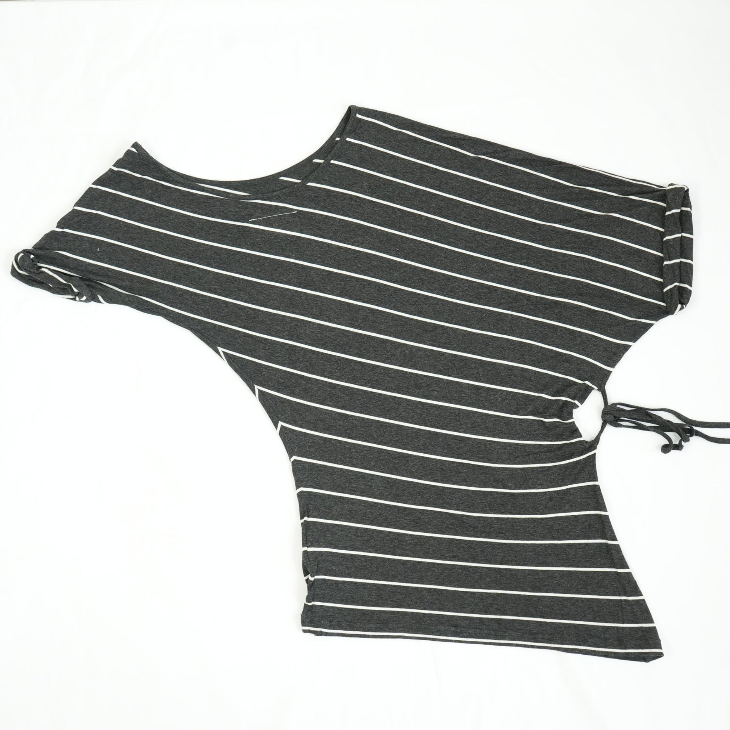 Maison Martin Margiela Gray Striped Asymmetrical Dress Size Small.