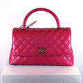 SF EXCLUSIVE: Chanel Red Quilted Caviar Leather Coco Handle Bag (Full Set)