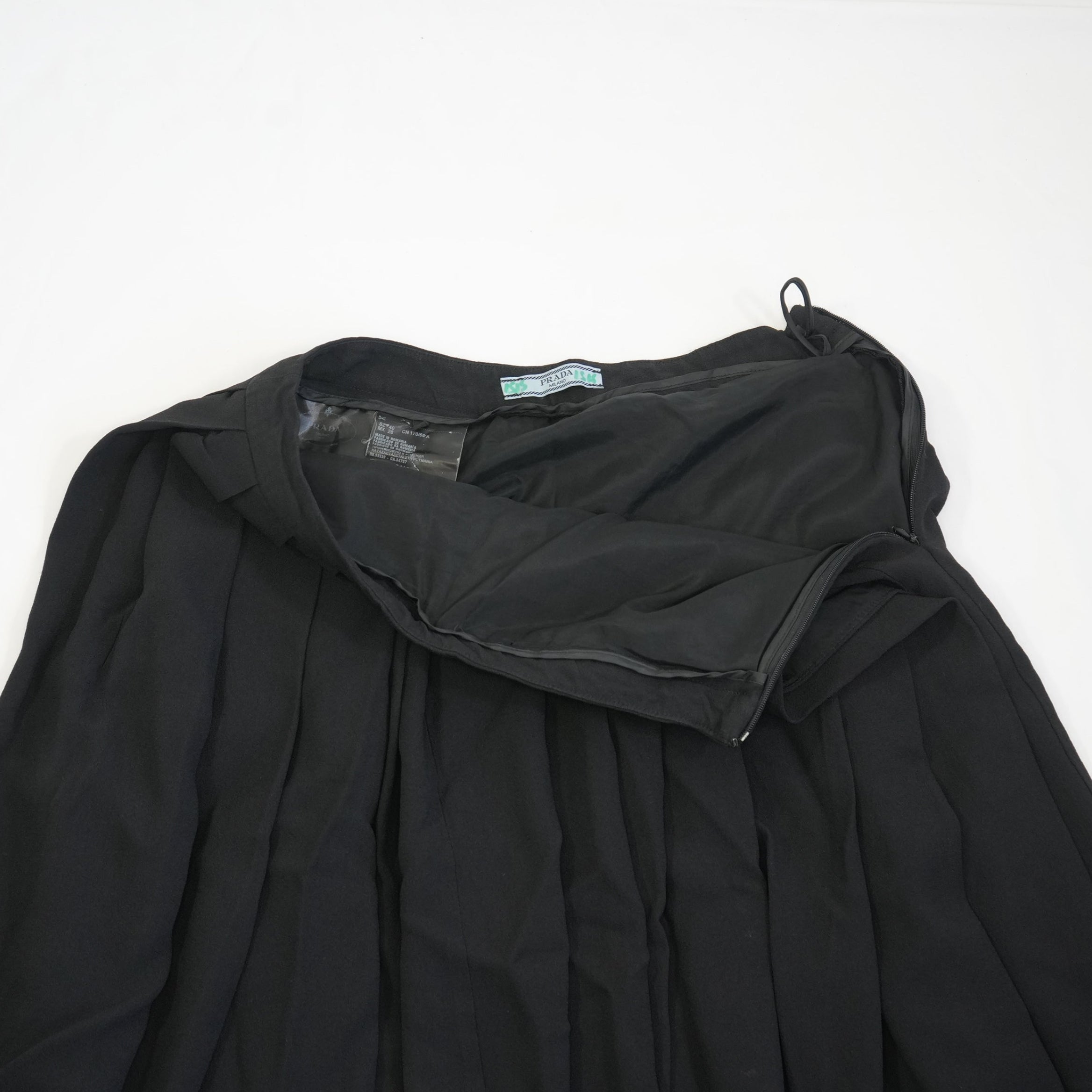 Prada Black Pleated Midi-Length Skirt Size 40
