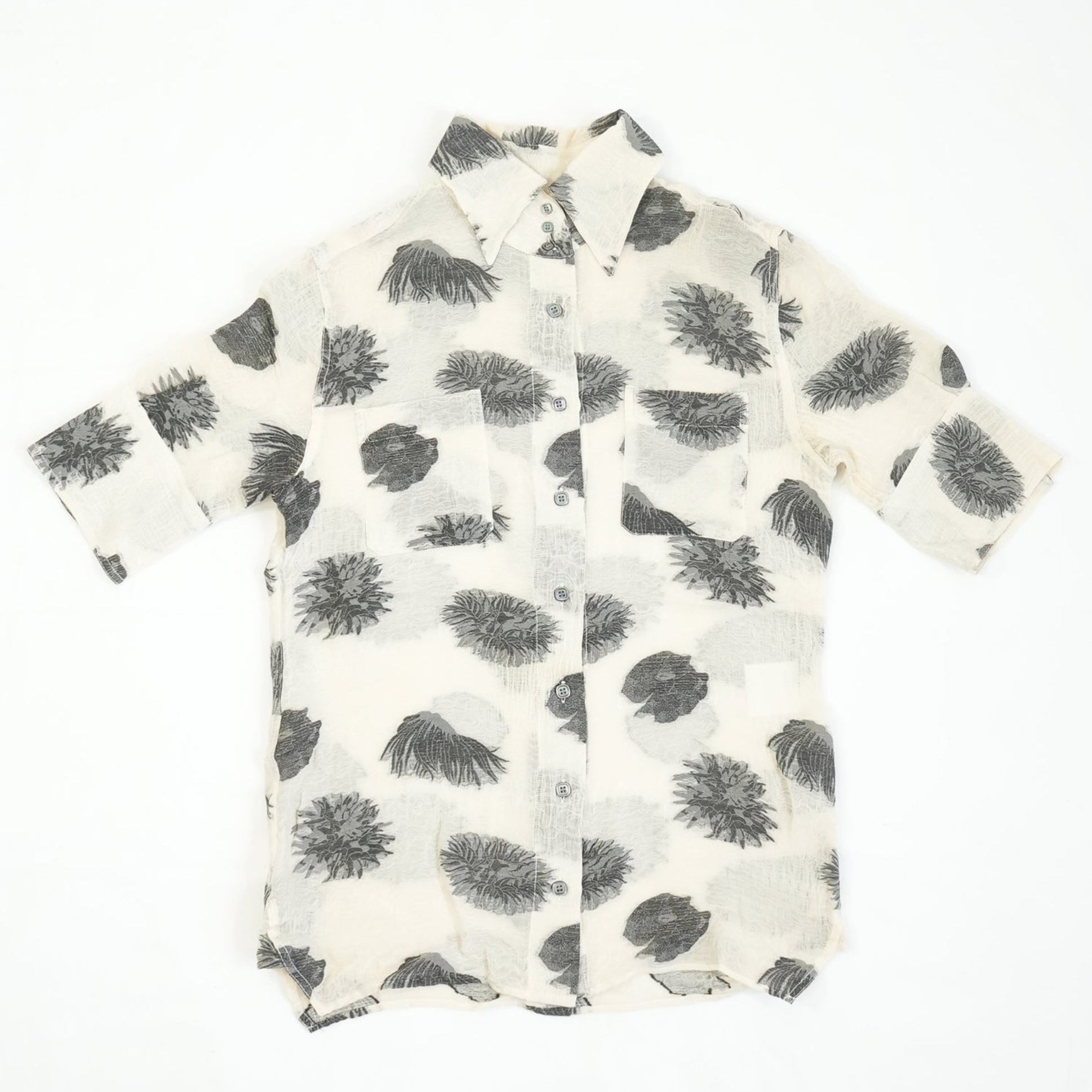 Fendi Sheer Short-Sleeve Button-Up Shirt Size 38