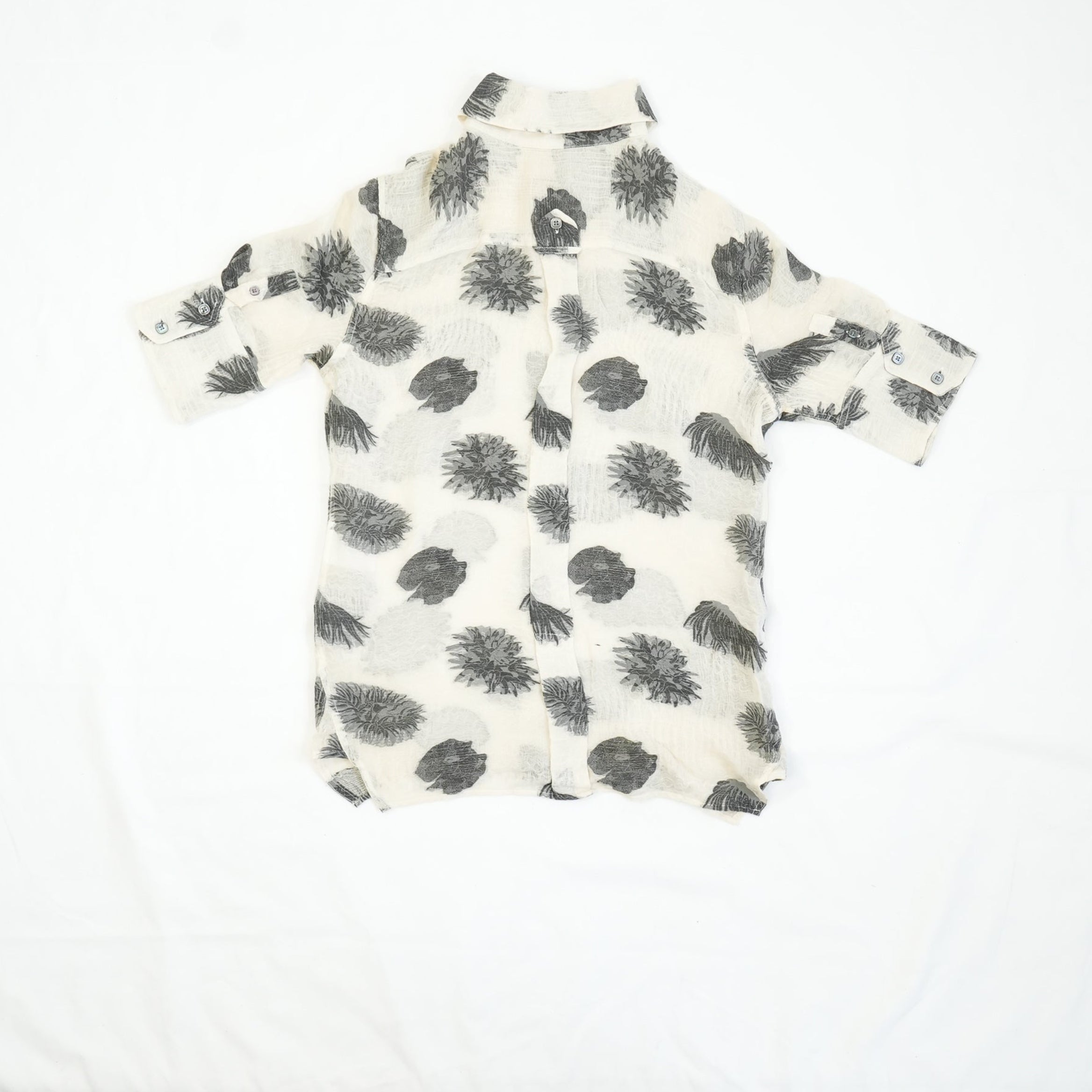 Fendi Sheer Short-Sleeve Button-Up Shirt Size 38