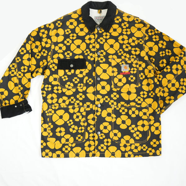 Marni X Carhartt Yellow Flowered Jacket With Corduroy Trim Size Extra Large